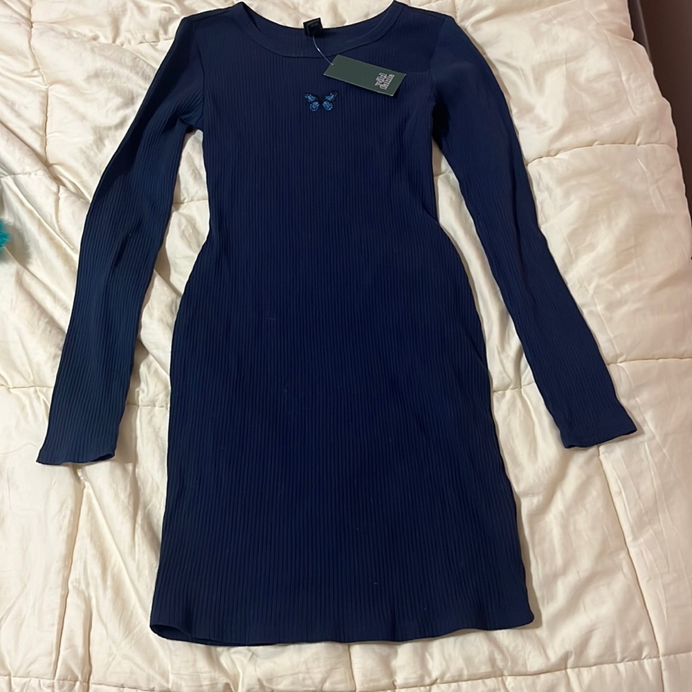 NWT Wild Fable Blue Long Sleeve Mini Dress